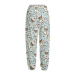 Teddy Bear Doctor Pattern Print Fleece Lined Knit Pants