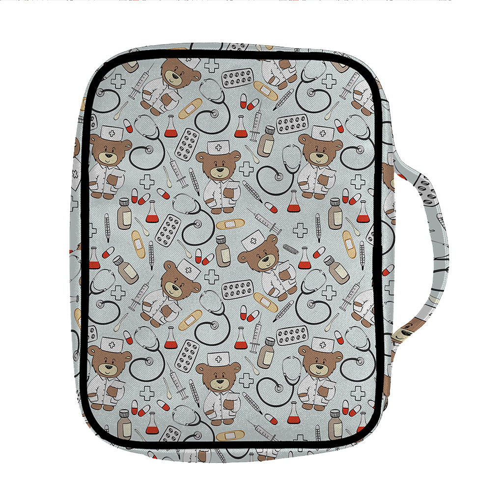 Teddy Bear Doctor Pattern Print Front Pocket Bible Bag