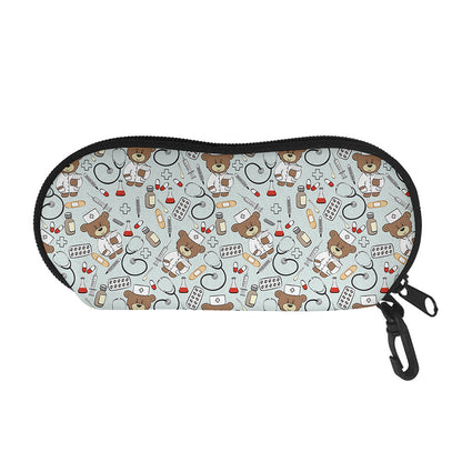 Teddy Bear Doctor Pattern Print Glasses Case