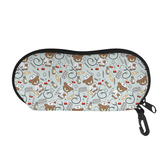Teddy Bear Doctor Pattern Print Glasses Case