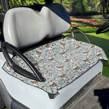Teddy Bear Doctor Pattern Print Golf Cart Seat Cover
