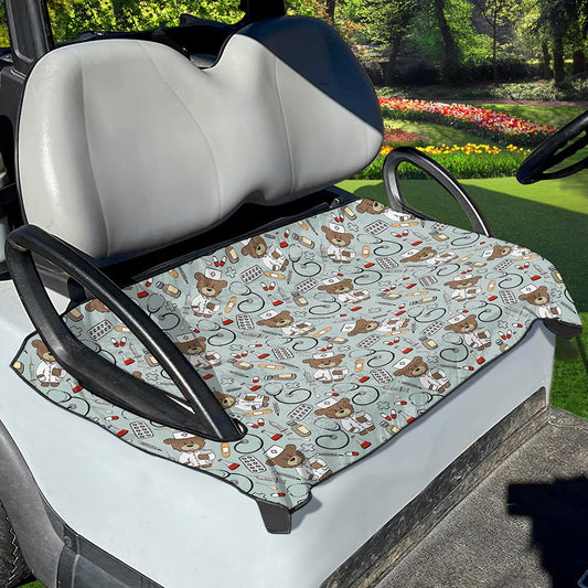 Teddy Bear Doctor Pattern Print Golf Cart Seat Cover
