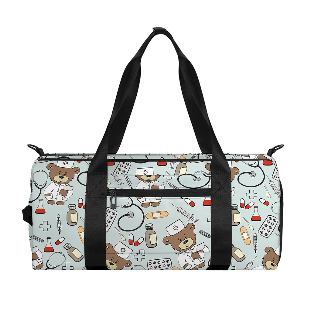 Teddy Bear Doctor Pattern Print Gym Bag