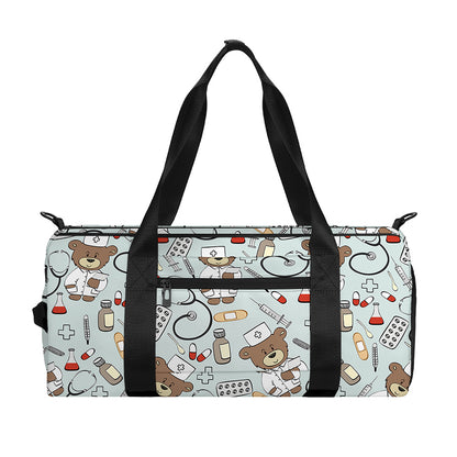 Teddy Bear Doctor Pattern Print Gym Bag