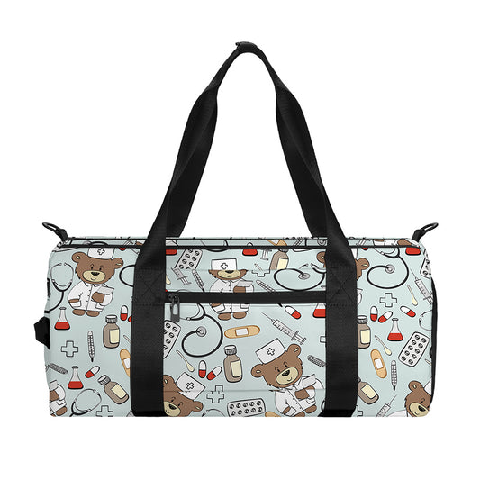 Teddy Bear Doctor Pattern Print Gym Bag