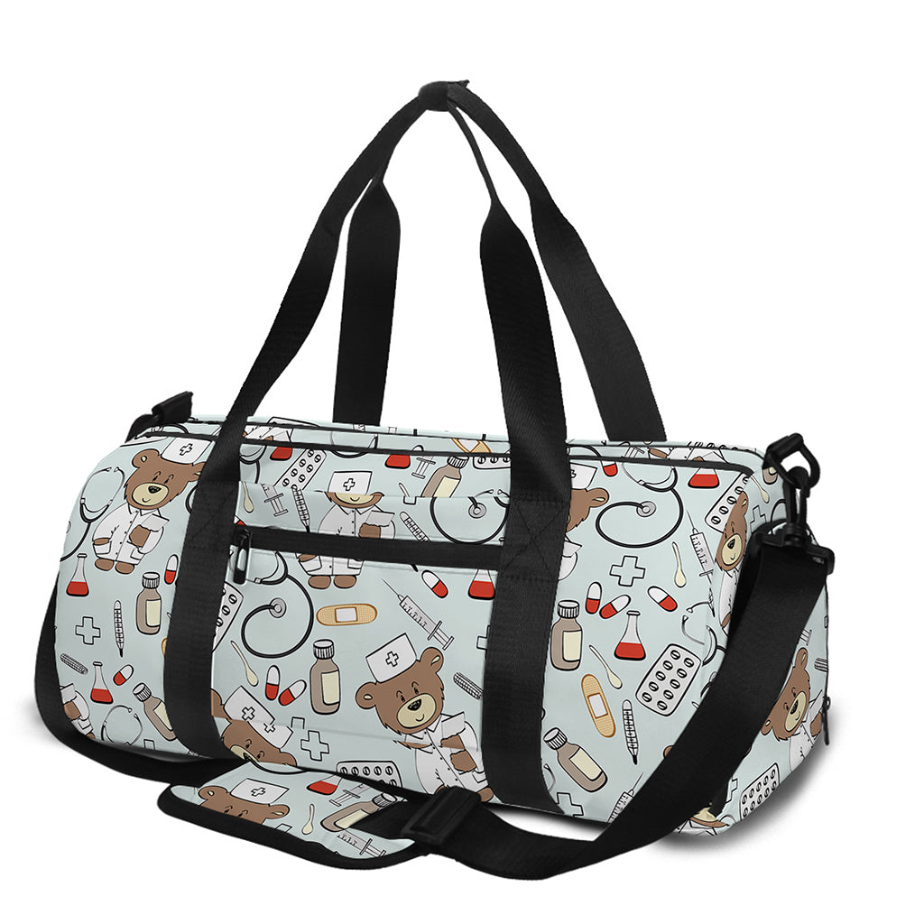 Teddy Bear Doctor Pattern Print Gym Bag