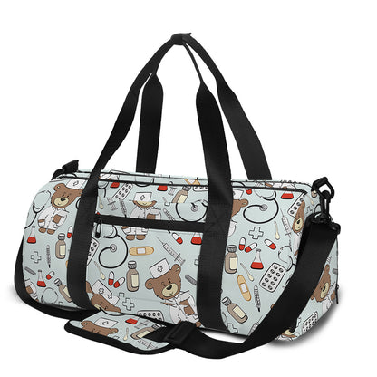 Teddy Bear Doctor Pattern Print Gym Bag