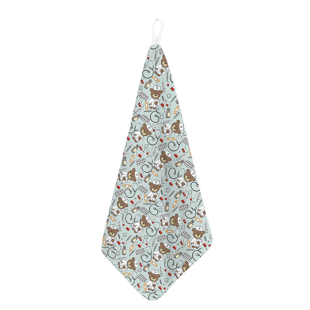 Teddy Bear Doctor Pattern Print Hand Towel