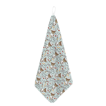Teddy Bear Doctor Pattern Print Hand Towel