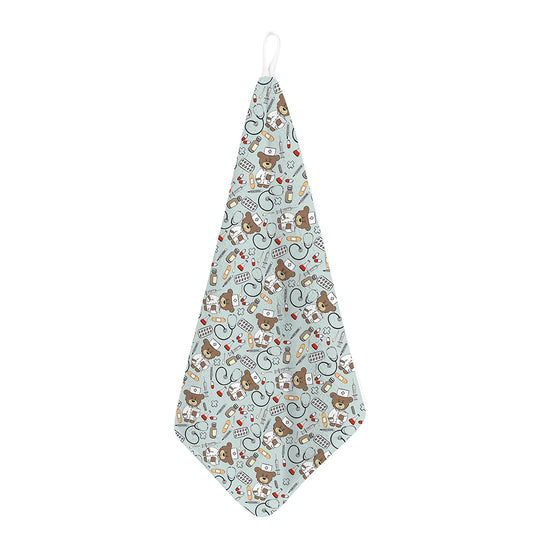 Teddy Bear Doctor Pattern Print Hand Towel