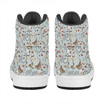 Teddy Bear Doctor Pattern Print High Top Leather Sneakers