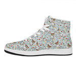 Teddy Bear Doctor Pattern Print High Top Leather Sneakers