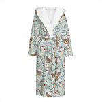 Teddy Bear Doctor Pattern Print Hooded Bathrobe