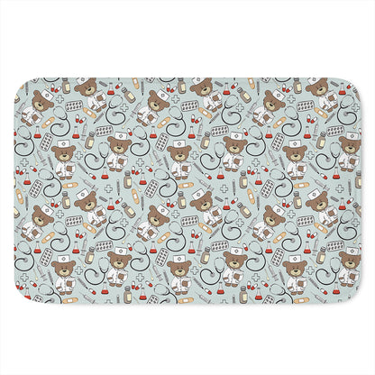Teddy Bear Doctor Pattern Print Indoor Door Mat