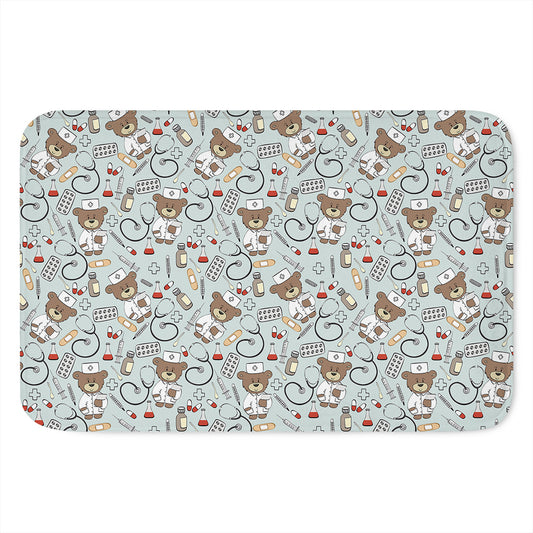 Teddy Bear Doctor Pattern Print Indoor Door Mat