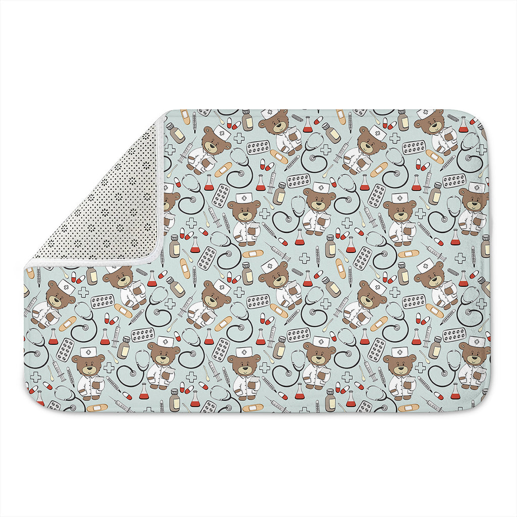 Teddy Bear Doctor Pattern Print Indoor Door Mat