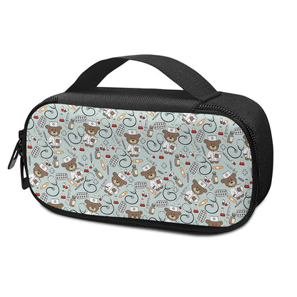 Teddy Bear Doctor Pattern Print Insulin Cooler Travel Case