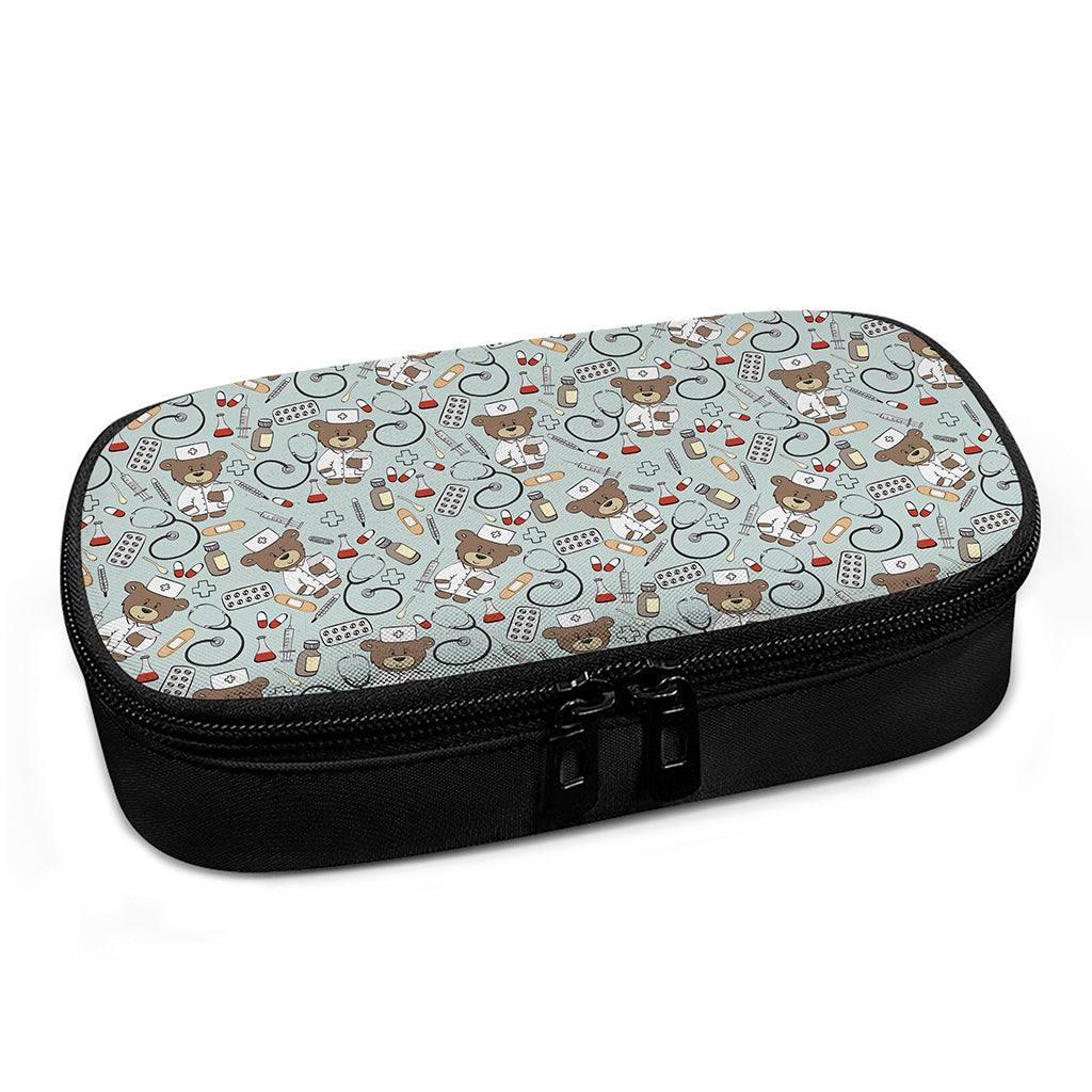 Teddy Bear Doctor Pattern Print Insulin Cooler Travel Case