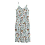 Teddy Bear Doctor Pattern Print Jersey Midi Cami Dress