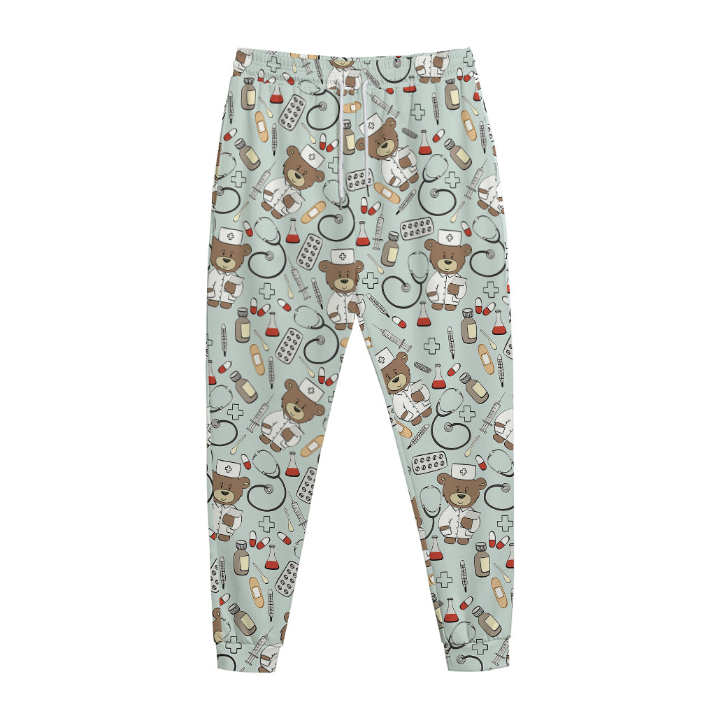 Teddy Bear Doctor Pattern Print Jogger Pants