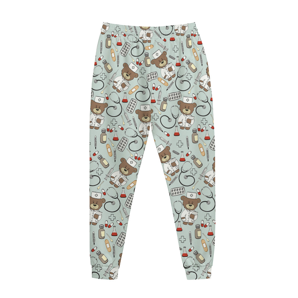 Teddy Bear Doctor Pattern Print Jogger Pants