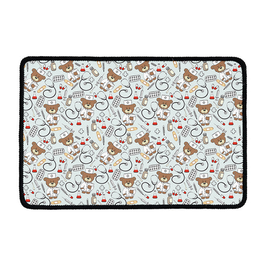 Teddy Bear Doctor Pattern Print Kitchen Mat