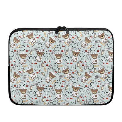 Teddy Bear Doctor Pattern Print Laptop Sleeve
