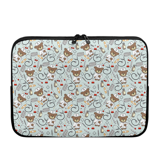 Teddy Bear Doctor Pattern Print Laptop Sleeve