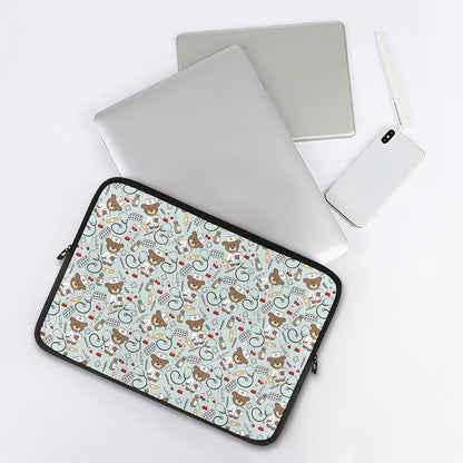 Teddy Bear Doctor Pattern Print Laptop Sleeve