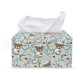 Teddy Bear Doctor Pattern Print Leather Tissue Box Cover
