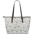 Teddy Bear Doctor Pattern Print Leather Tote Bag With Zipper