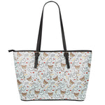 Teddy Bear Doctor Pattern Print Leather Tote Bag