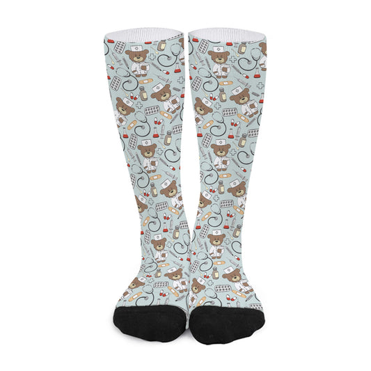 Teddy Bear Doctor Pattern Print Long Socks