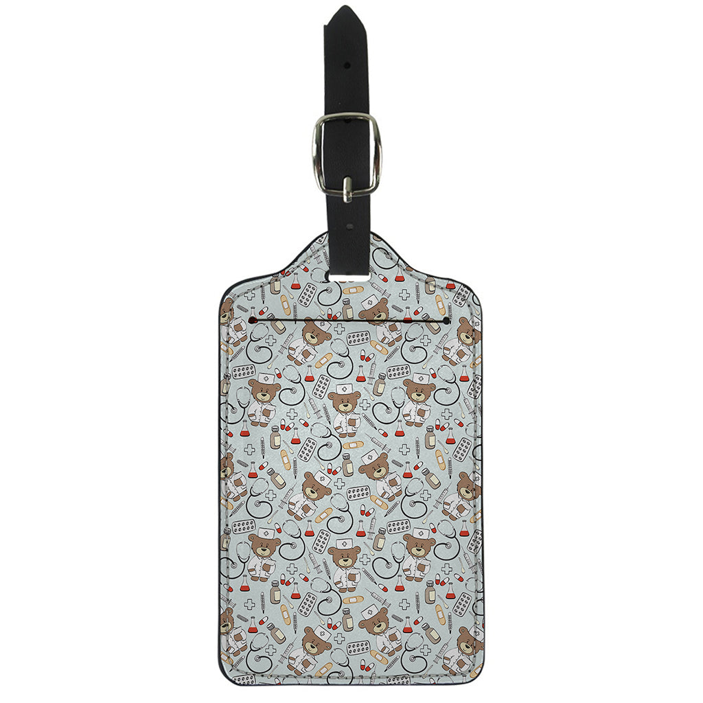 Teddy Bear Doctor Pattern Print Luggage Tag