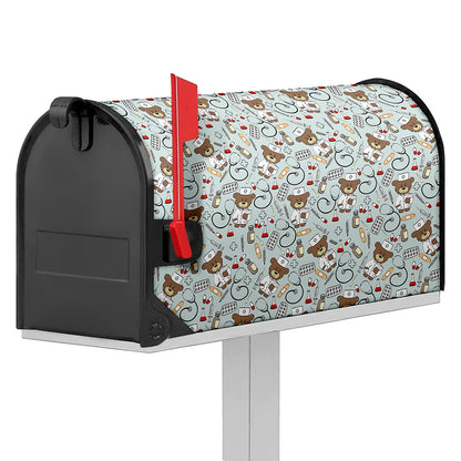 Teddy Bear Doctor Pattern Print Mailbox Cover