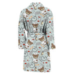 Teddy Bear Doctor Pattern Print Men's Bathrobe