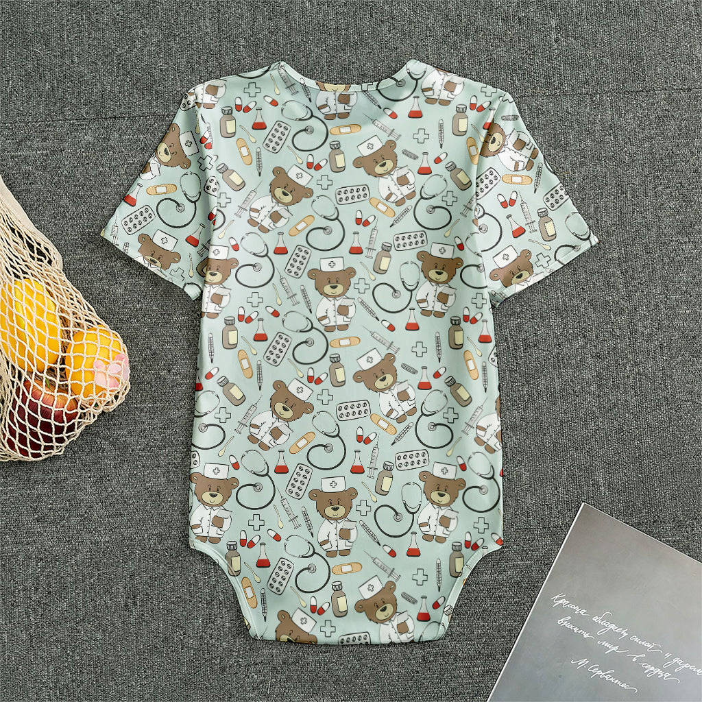 Teddy Bear Doctor Pattern Print Men's Bodysuit