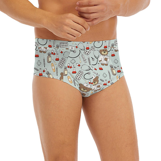 Teddy Bear Doctor Pattern Print Men's Briefs