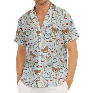 Teddy Bear Doctor Pattern Print Men's Deep V-Neck Shirt