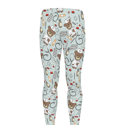 Teddy Bear Doctor Pattern Print Men's leggings
