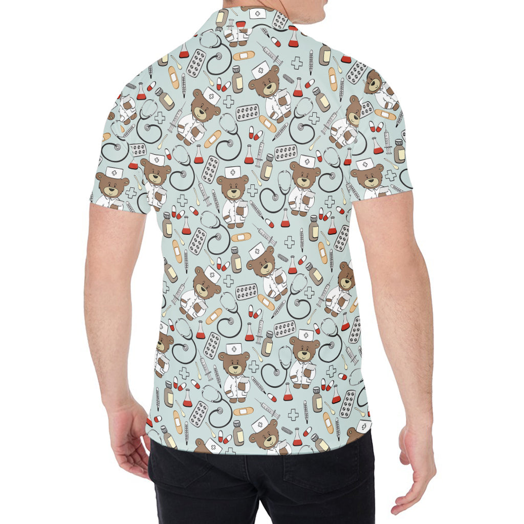 Teddy Bear Doctor Pattern Print Men's Shirt