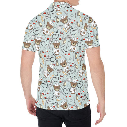 Teddy Bear Doctor Pattern Print Men's Shirt
