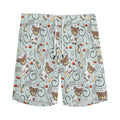 Teddy Bear Doctor Pattern Print Men's Athletic Shorts