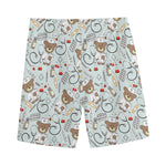 Teddy Bear Doctor Pattern Print Men's Sports Shorts
