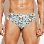 Teddy Bear Doctor Pattern Print Men's Swim Briefs