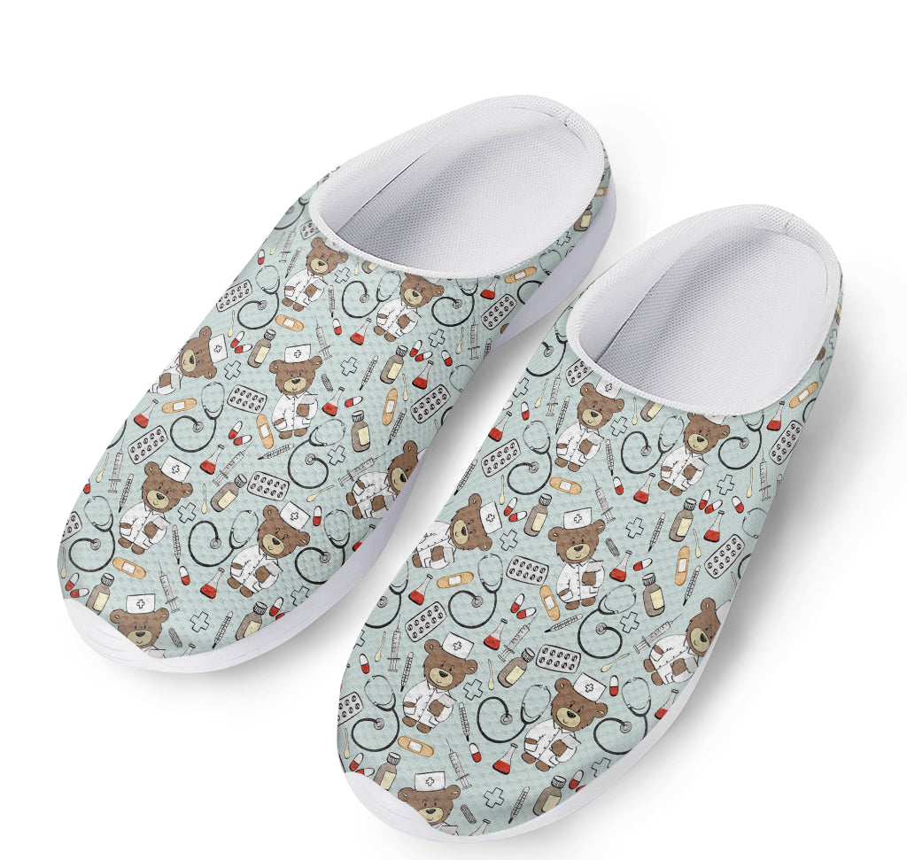 Teddy Bear Doctor Pattern Print Mesh Casual Shoes