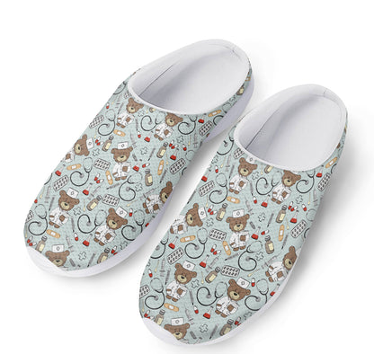 Teddy Bear Doctor Pattern Print Mesh Casual Shoes