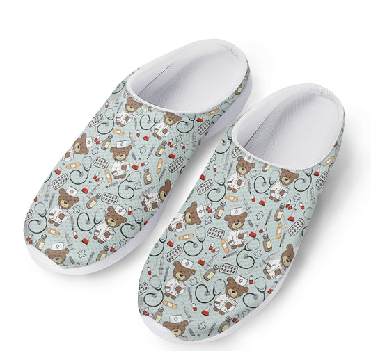 Teddy Bear Doctor Pattern Print Mesh Casual Shoes