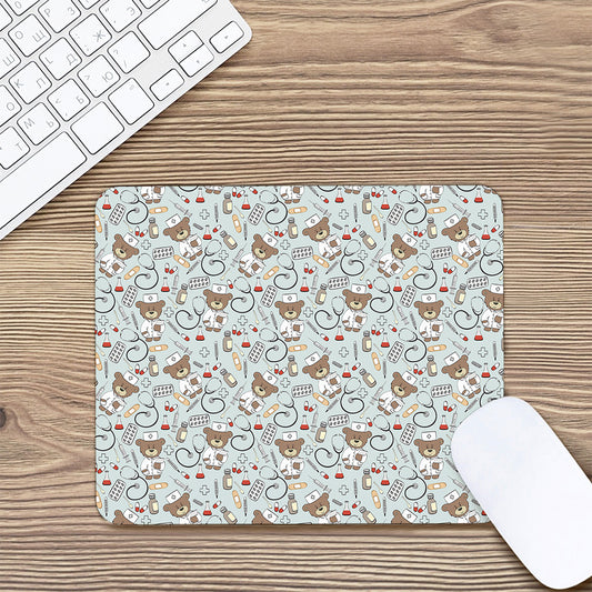 Teddy Bear Doctor Pattern Print Mouse Pad