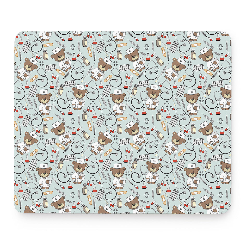 Teddy Bear Doctor Pattern Print Mouse Pad